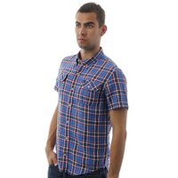 Koszula męska TIMBERLAND KOSZULA SS LINEN HARMON PLAID 37631449 kolor niebieski