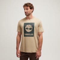 T-shirt, koszulka męska TIMBERLAND T-SHIRT GRAPHIC LOGO SHORT SLEEVE TEE tb0a441bdh41 kolor beżowy