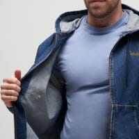 Kurtka przejściowa męska (wiosenna i jesienna) TIMBERLAND KURTKA DENIM FULL ZIP HOODED tb0a5n64aby1 kolor granatowy
