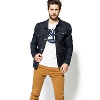 Kurtka przejściowa męska (wiosenna i jesienna) TIMBERLAND KURTKA MOUNT MOOSILAKE DENIM JACKET a1l2kd04 kolor granatowy