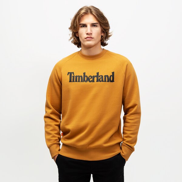 męskie odzież bluzy Mężczyźni TIMBERLAND BLUZA TFO PRINT LINEAR LOGO CREW SWEATSHIRT TB0A2C6HP471 kolor BRĄZOWY